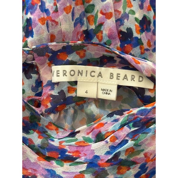 Veronica Beard Floral Silk Leia Dress Halter Asymmetrical Pink Blue Women Size 4 - Picture 3 of 12